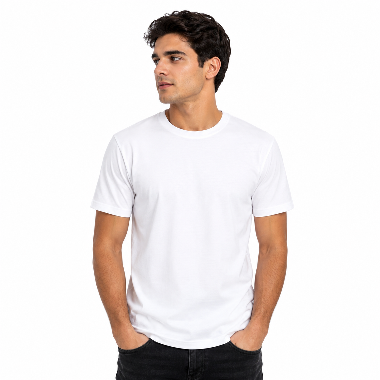 Short Sleeve White Basic Premium Plain Tee