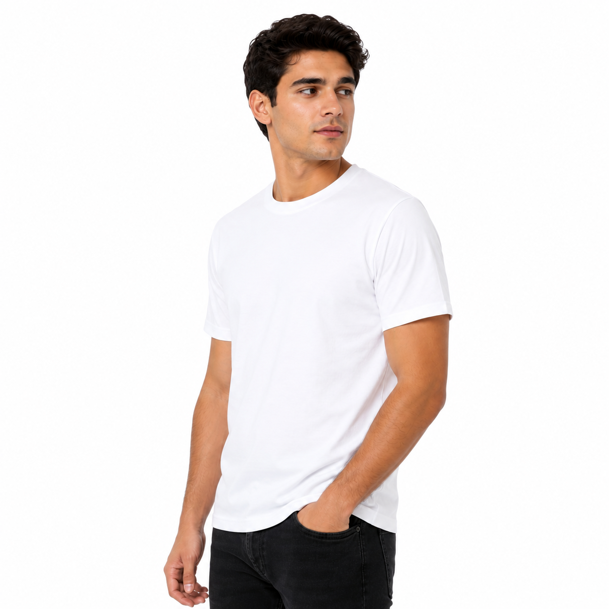 Short Sleeve White Basic Premium Plain Tee