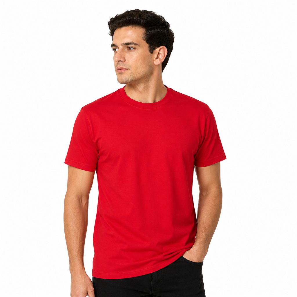 Red Short Sleeve Basic Premium Plain Tee