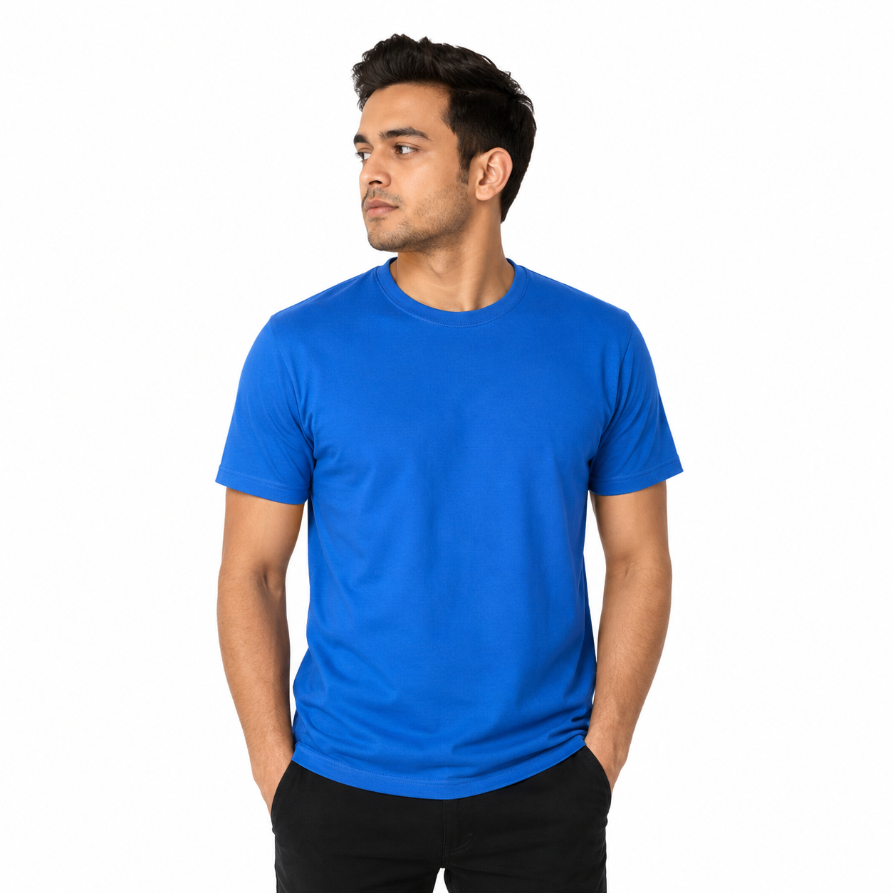 Blue Short Sleeve Basic Premium Plain Tee