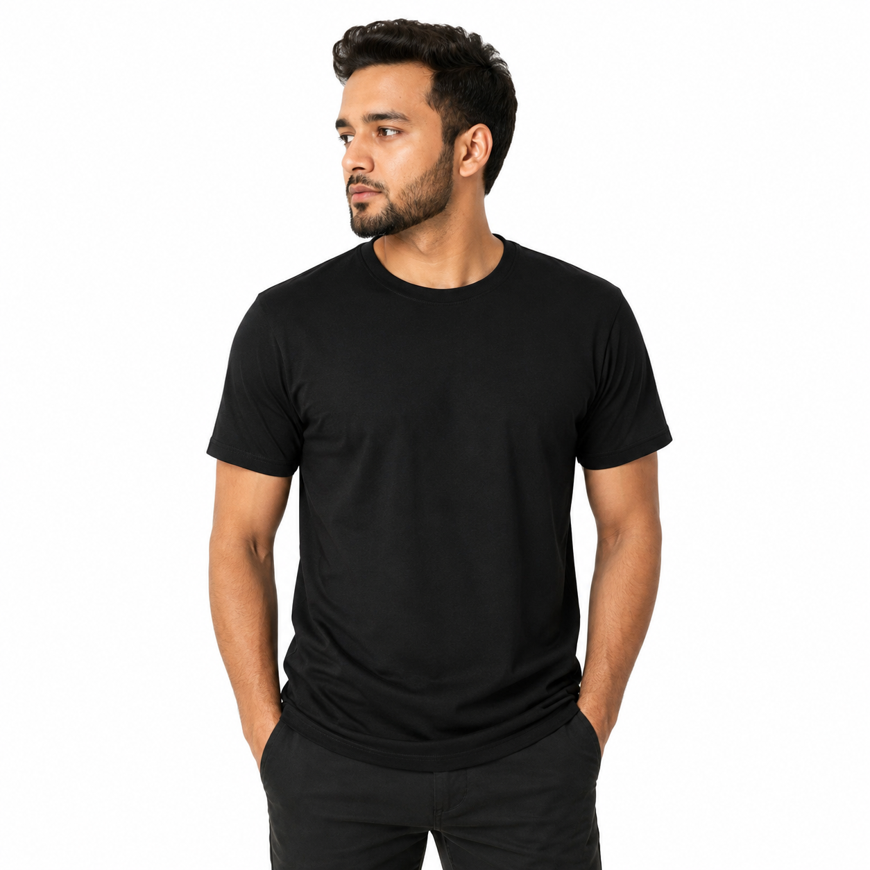 Short Sleeve Black Basic Premium Plain Tee