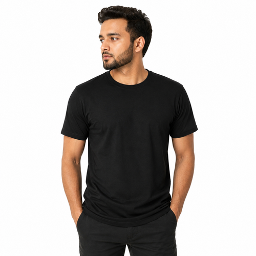 Short Sleeve Black Basic Premium Plain Tee