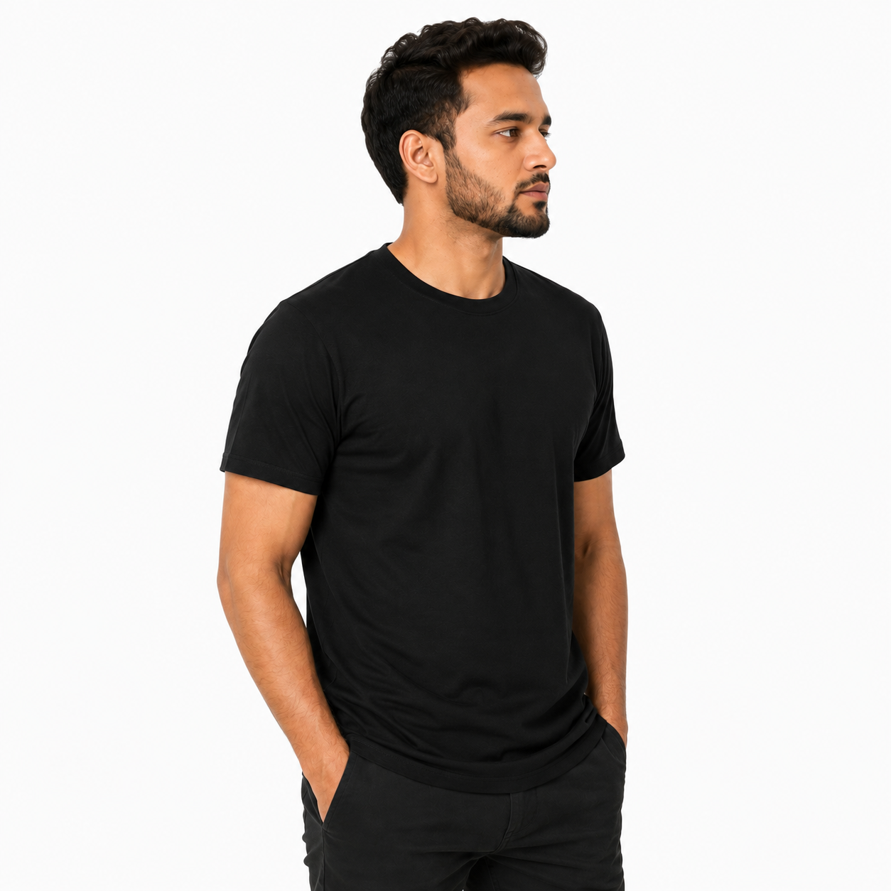 Short Sleeve Black Basic Premium Plain Tee