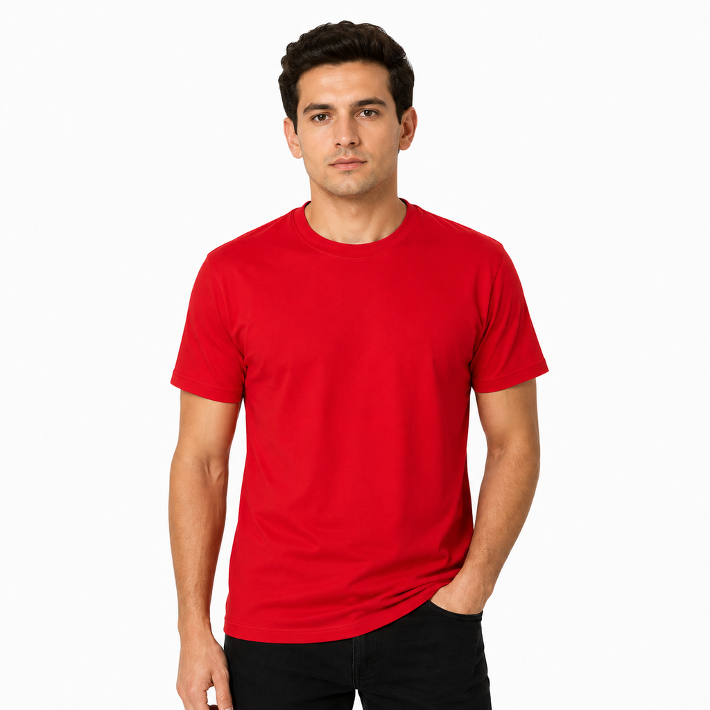 Red Short Sleeve Basic Premium Plain Tee