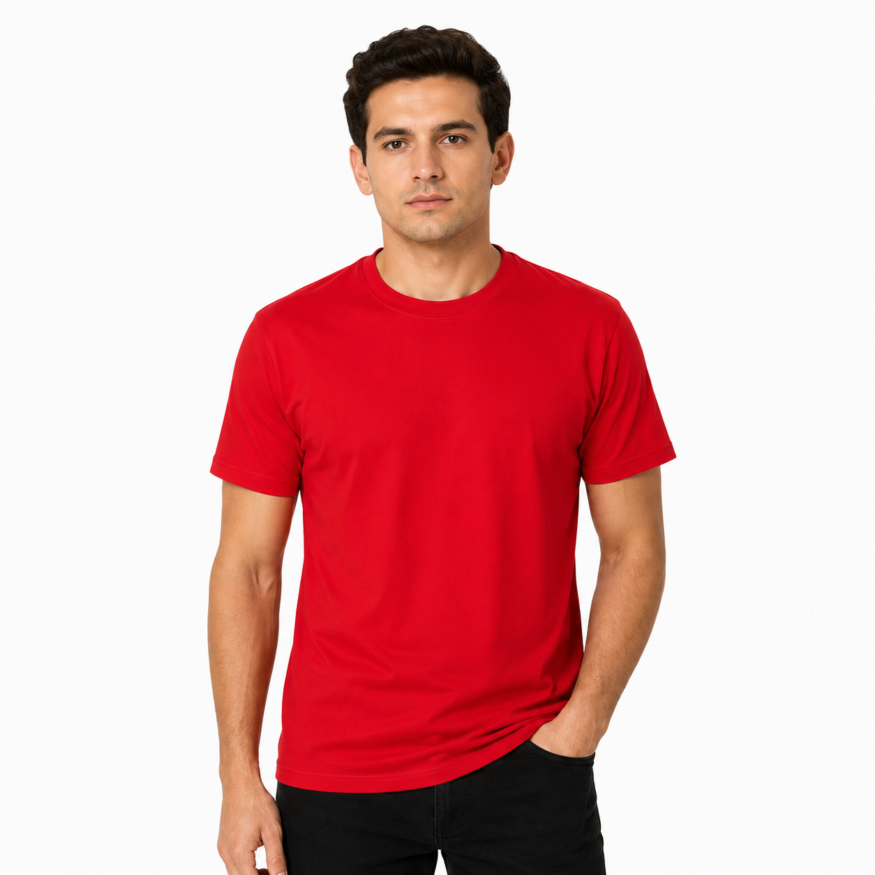 Red Short Sleeve Basic Premium Plain Tee