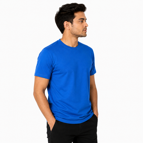 Blue Short Sleeve Basic Premium Plain Tee