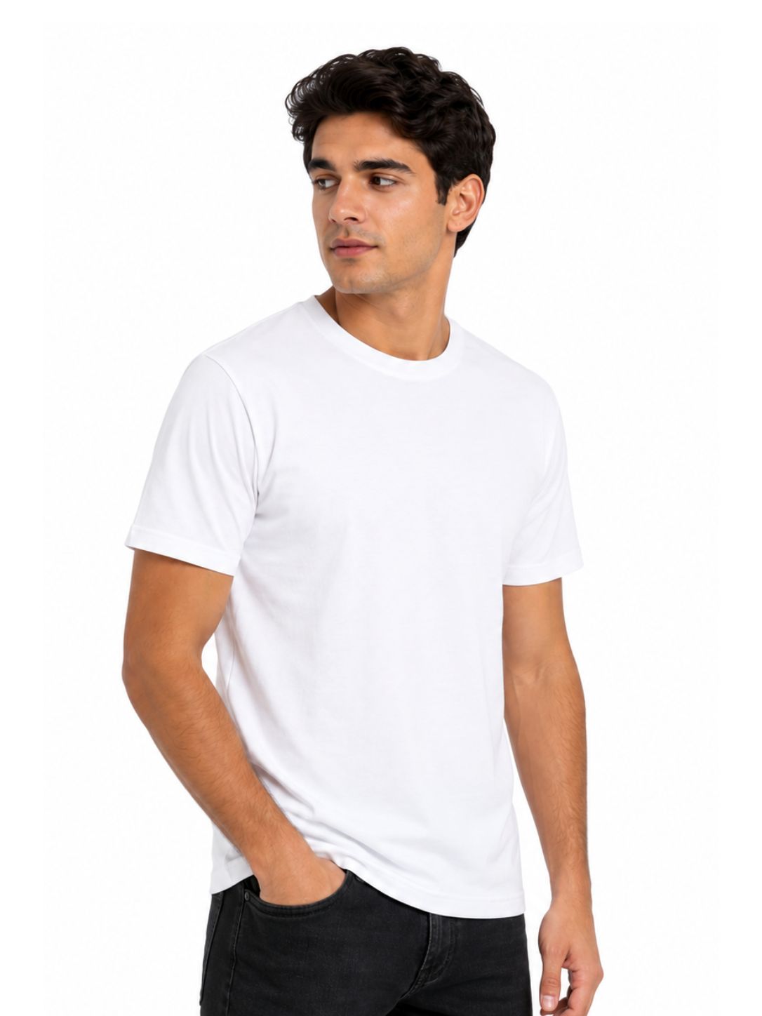 Short Sleeve White Basic Premium Plain Tee