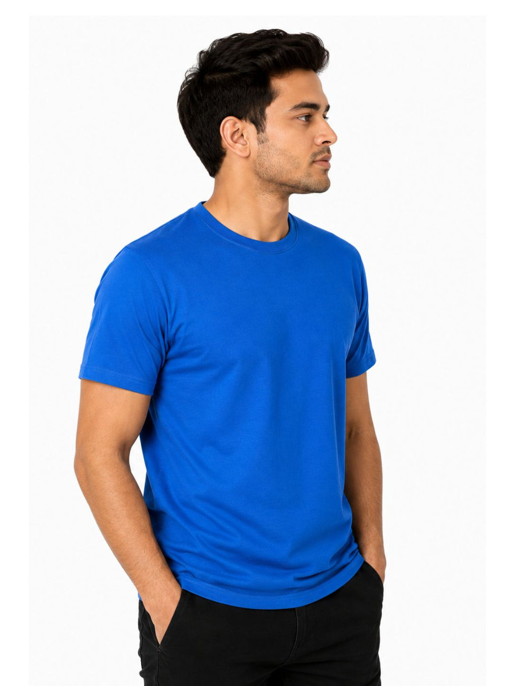 Blue Short Sleeve Basic Premium Plain Tee