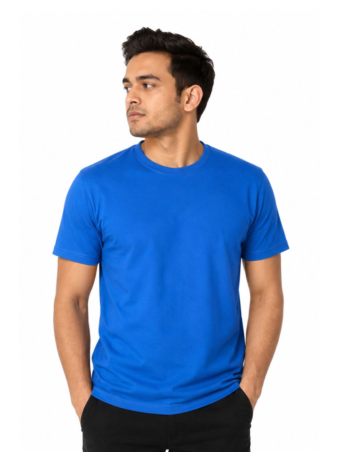 Blue Short Sleeve Basic Premium Plain Tee