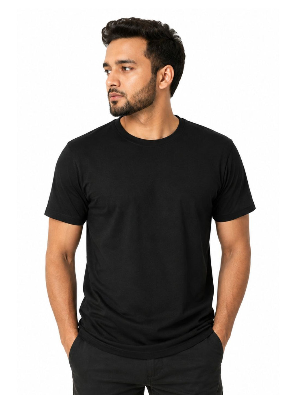 Short Sleeve Black Basic Premium Plain Tee