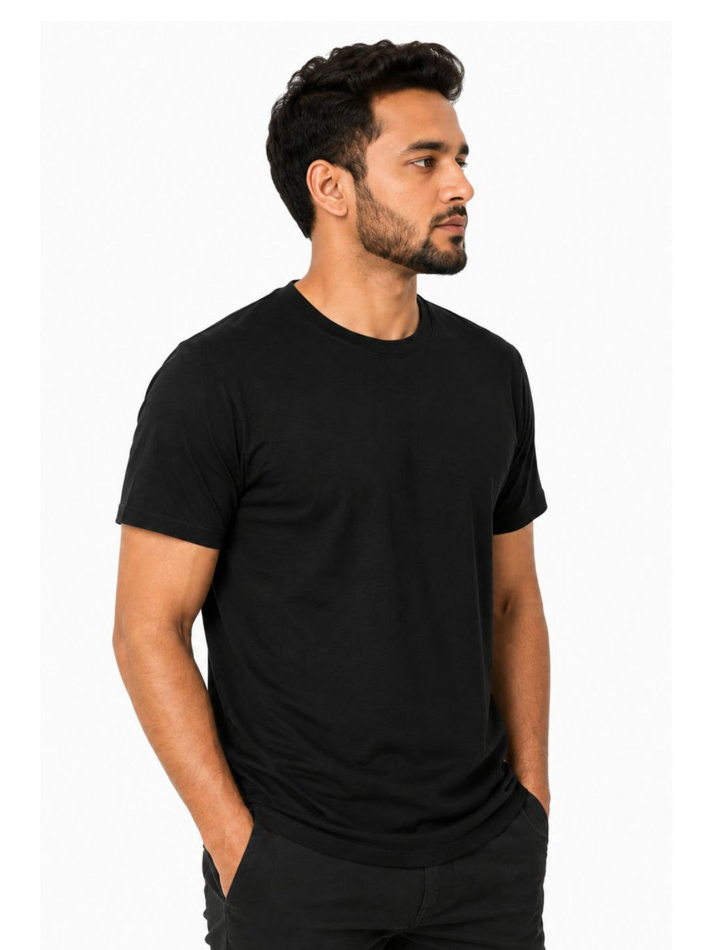 Short Sleeve Black Basic Premium Plain Tee