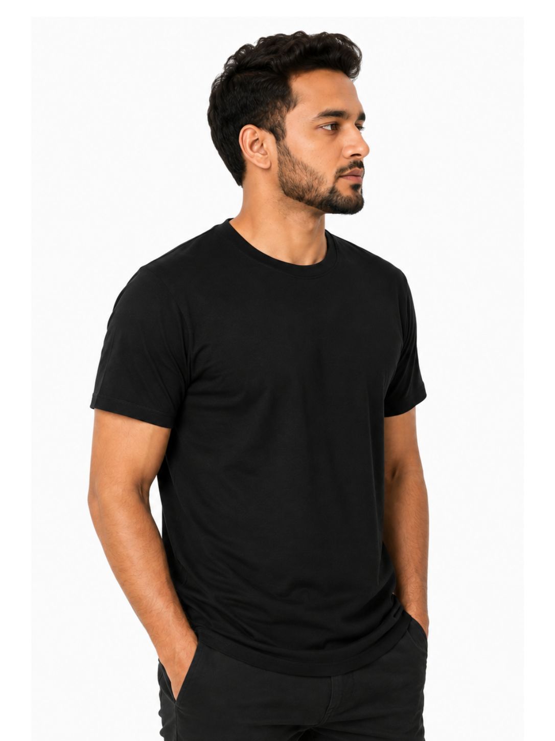 Short Sleeve Black Basic Premium Plain Tee