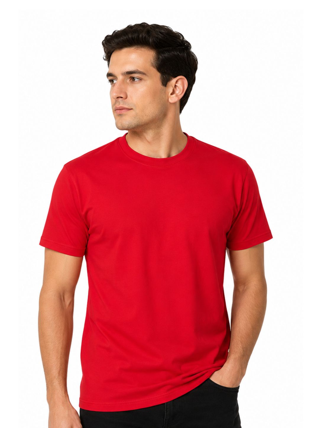 Red Short Sleeve Basic Premium Plain Tee
