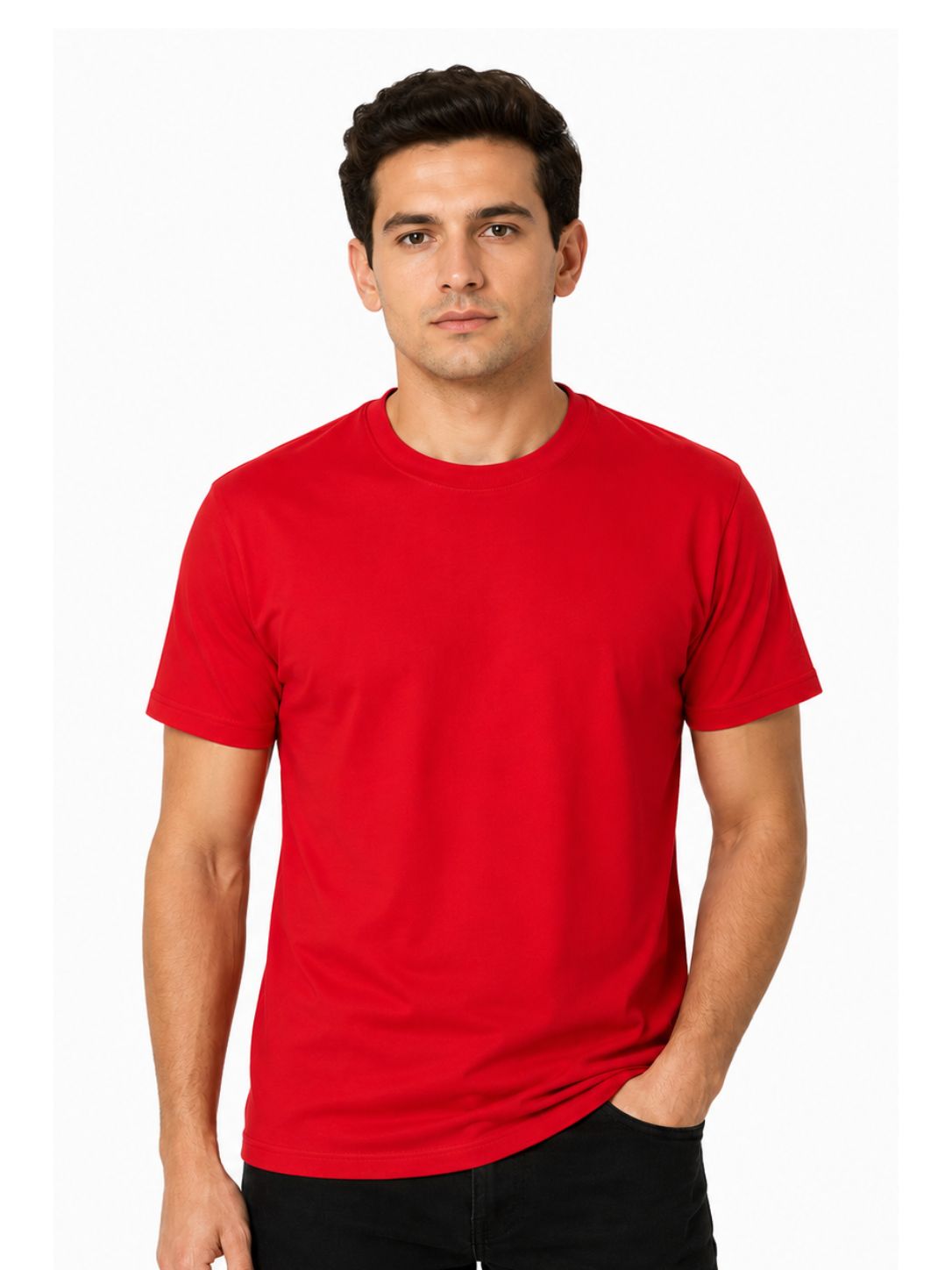 Red Short Sleeve Basic Premium Plain Tee
