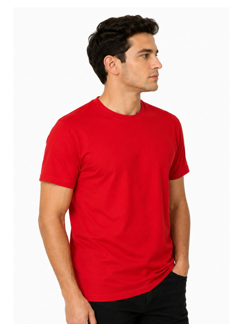 Red Short Sleeve Basic Premium Plain Tee