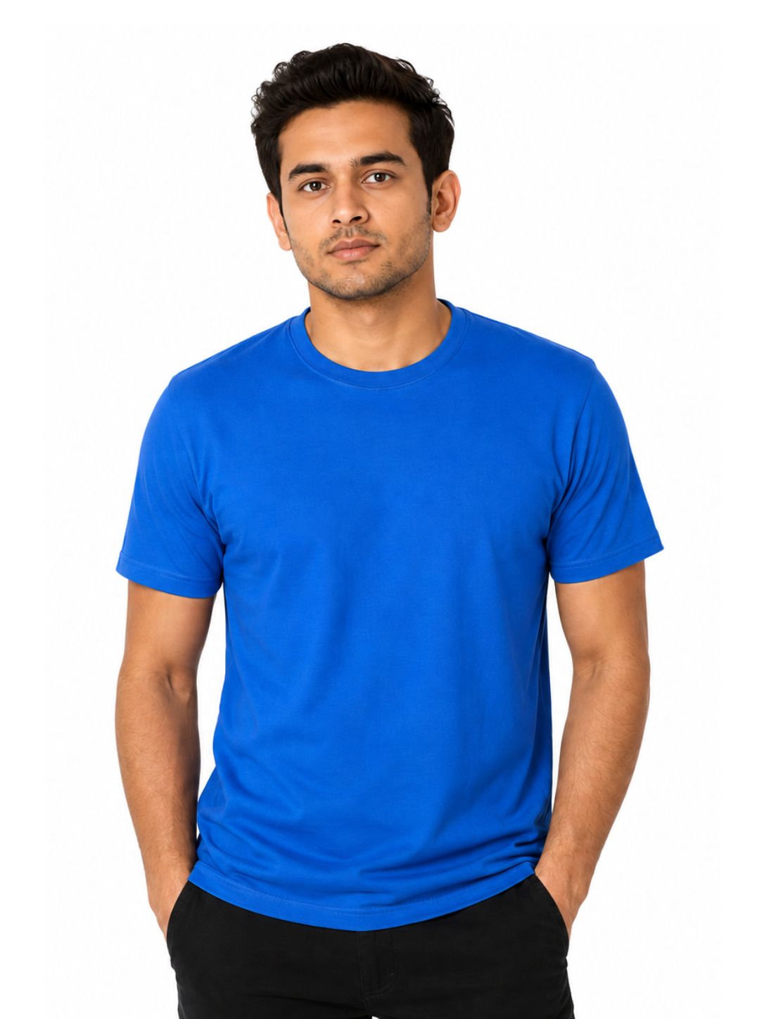 Blue Short Sleeve Basic Premium Plain Tee