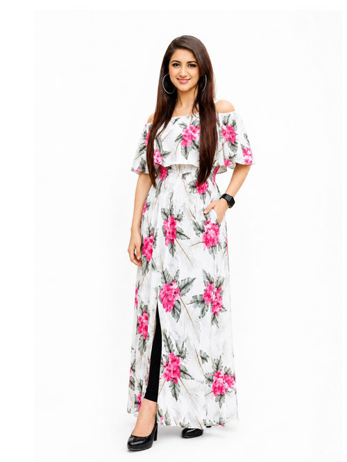 Blossom Breeze Off-Shoulder Floral Maxi Dress